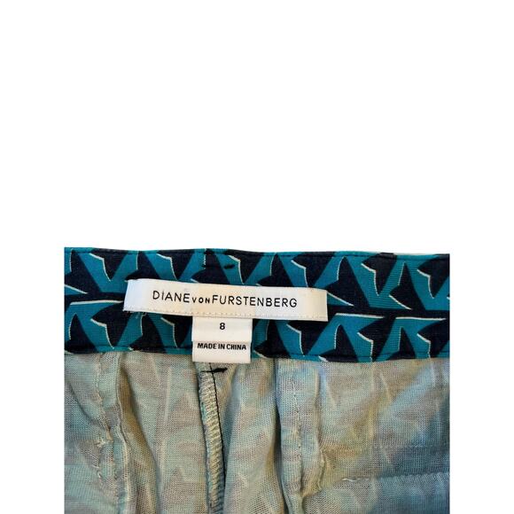 Diane Von Fursternburg Wide Leg Geometric Pants Size 8 Artsy Casual 100% Silk - Picture 10 of 16